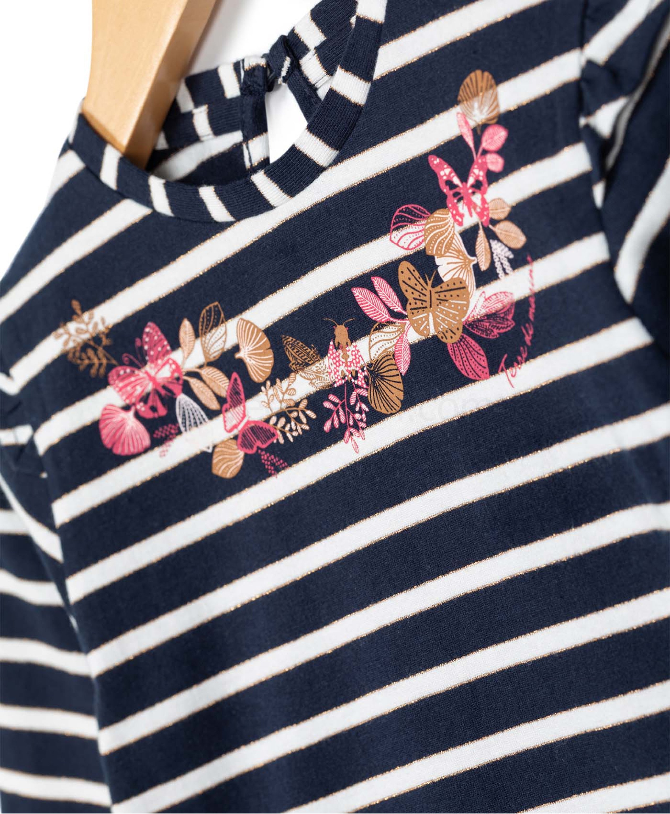 (image for) Tee Shirt Ml Fond Indigo Raye Rose Biani T | Terreetmarin.Com - 425