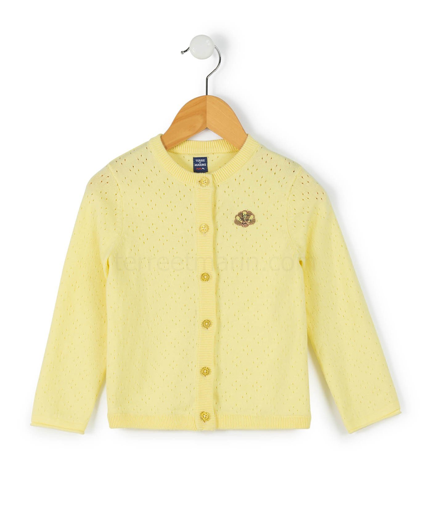 (image for) Cardigan Tricot Jaune Blanchi Ijol | Terreetmarin.Com - 410