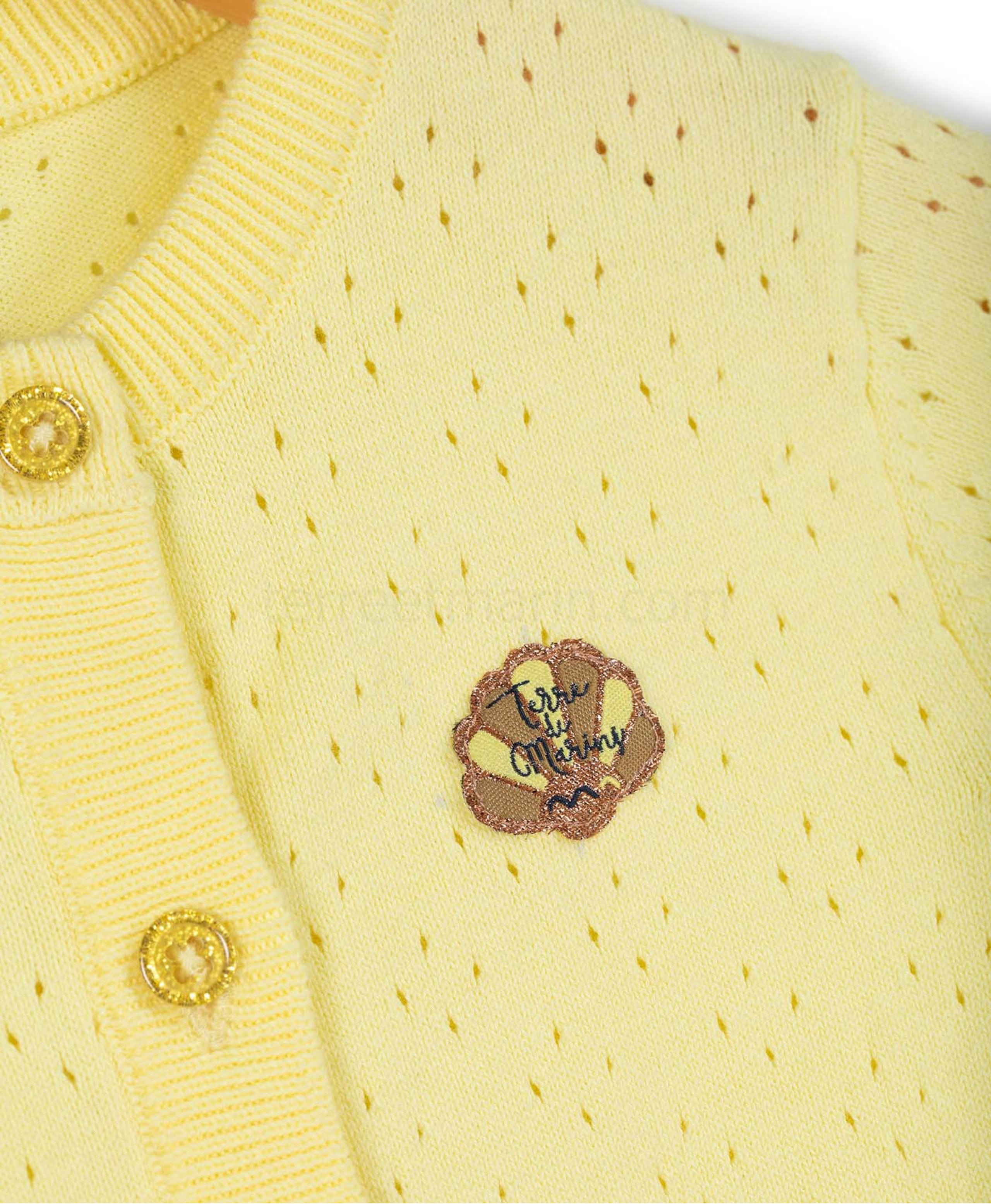 (image for) Cardigan Tricot Jaune Blanchi Ijol | Terreetmarin.Com - 410