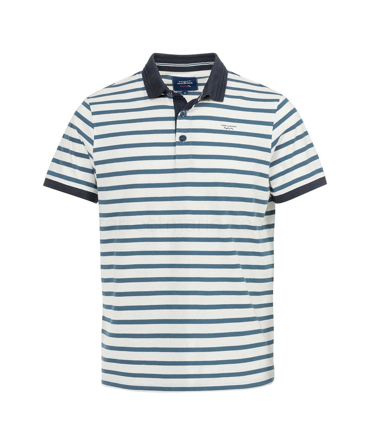 (image for) Polo Mc Fond Naturel Raye Bleu Cepolo | Terreetmarin.Com - 225