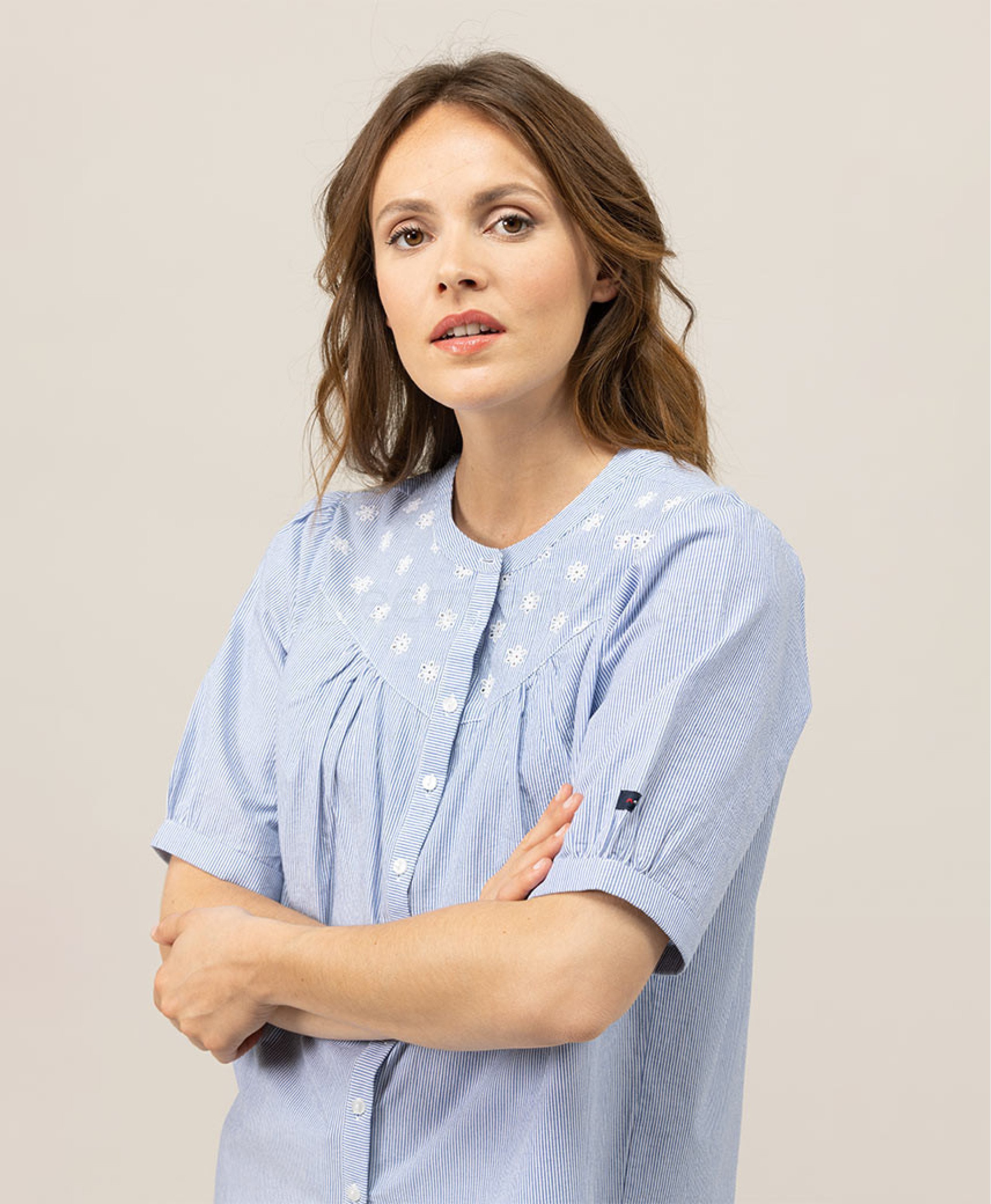 (image for) Chemise Chemisier Mc Raye Blanc / Bleu Esmi | Terreetmarin.Com - 49 - Click Image to Close